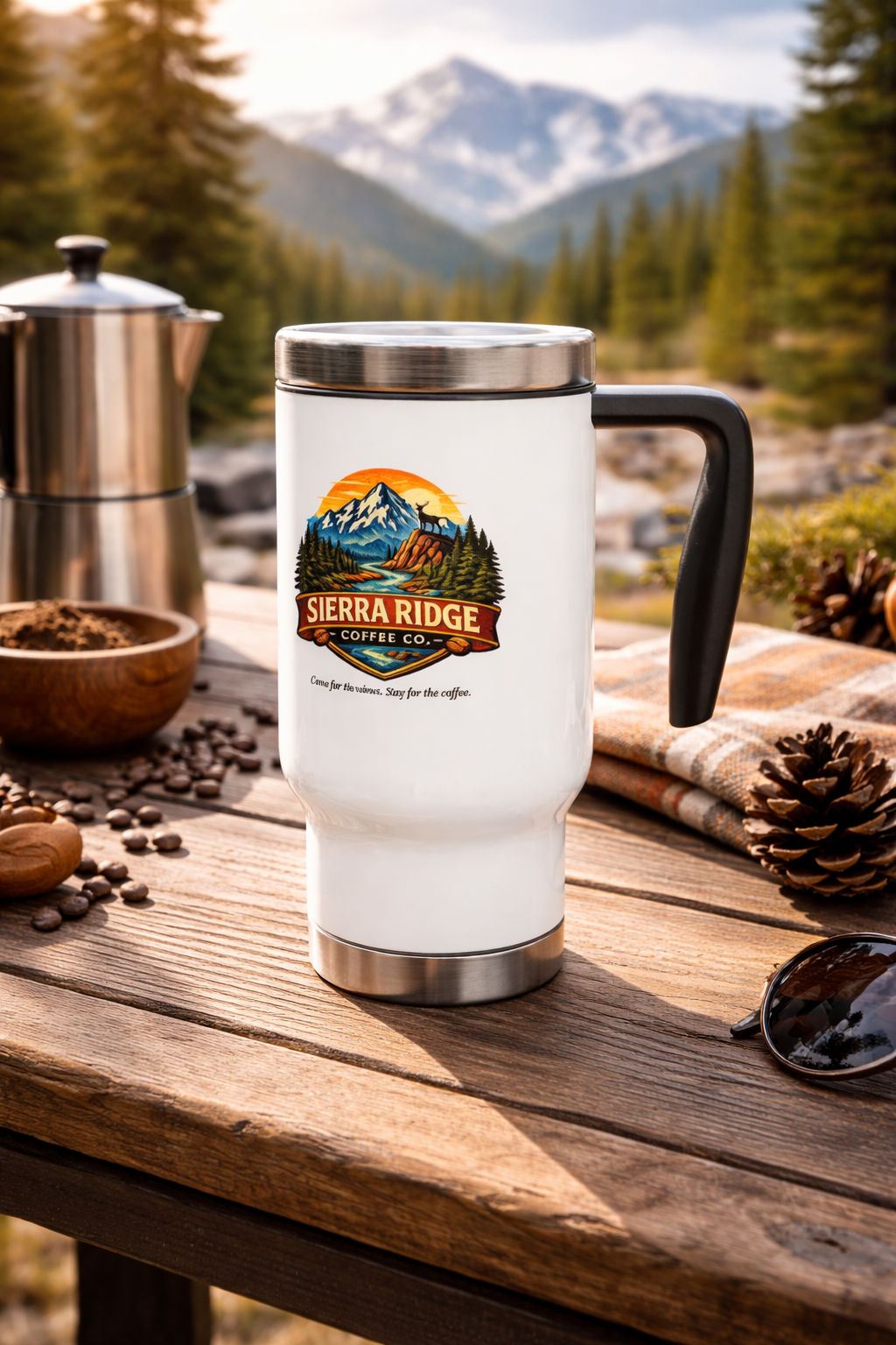 Sierra Ridge Coffee Co. 14oz Stainless Travel Mug with Handle