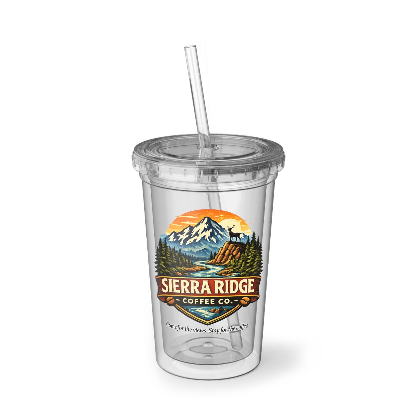 Acrylic Tumbler — Suave Mountain Lodge Design Reusable Cup